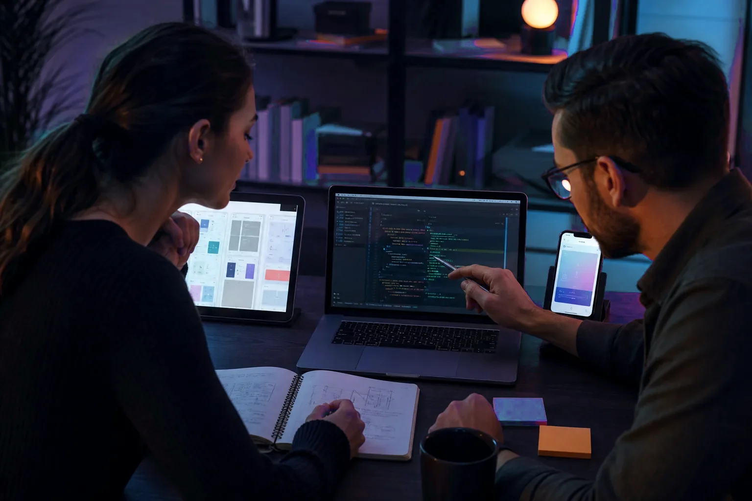 A developer moving from a UI component prompt to a full-stack deployed application with gate verdicts.